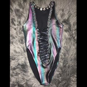NWOT J. VALENTINE OMBRÉ LACE UP BODYSUIT